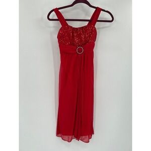 By By Girl Red Girls Dress Size 14 Sequin Bodice Ruffled Waistband